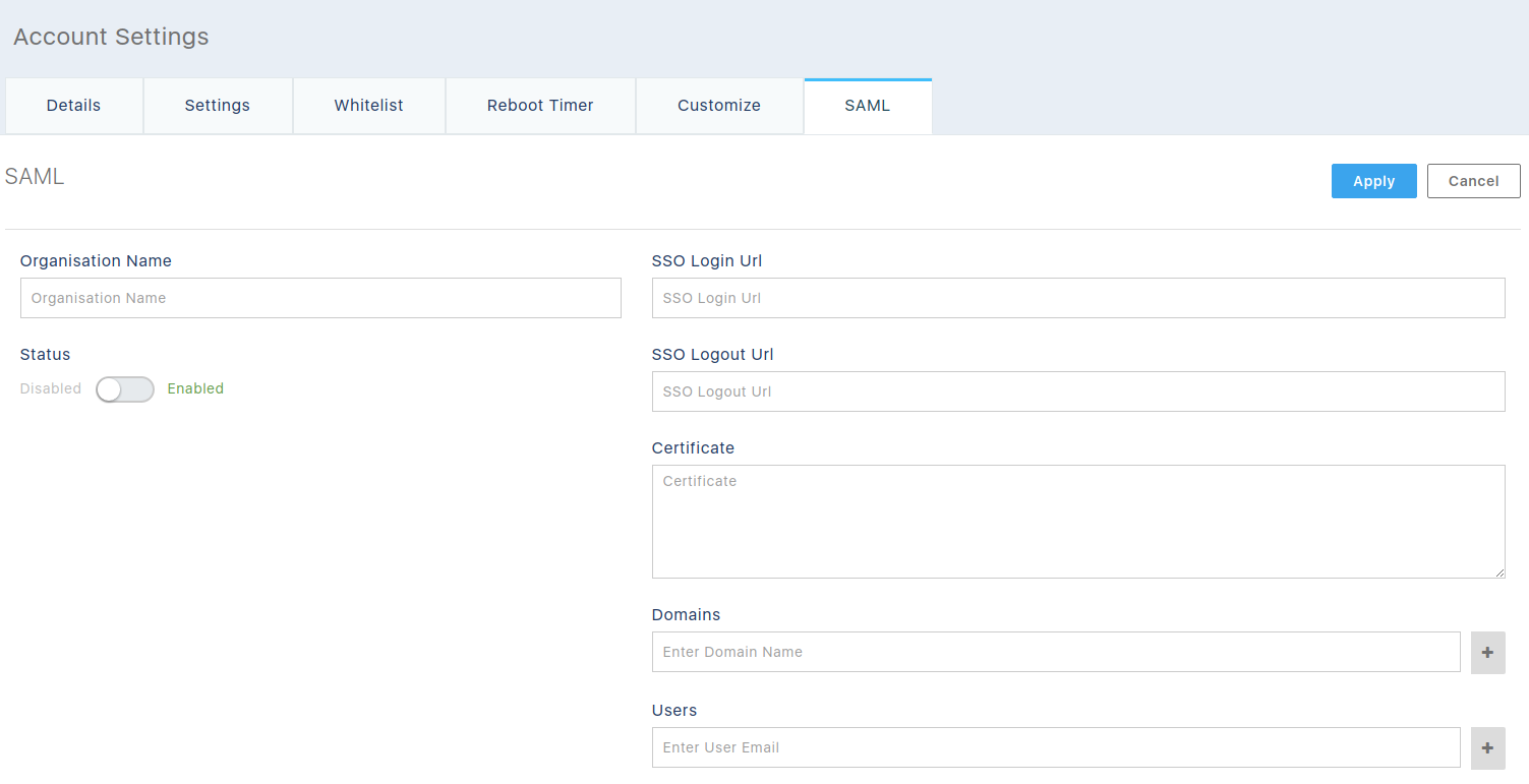 SAML configuration