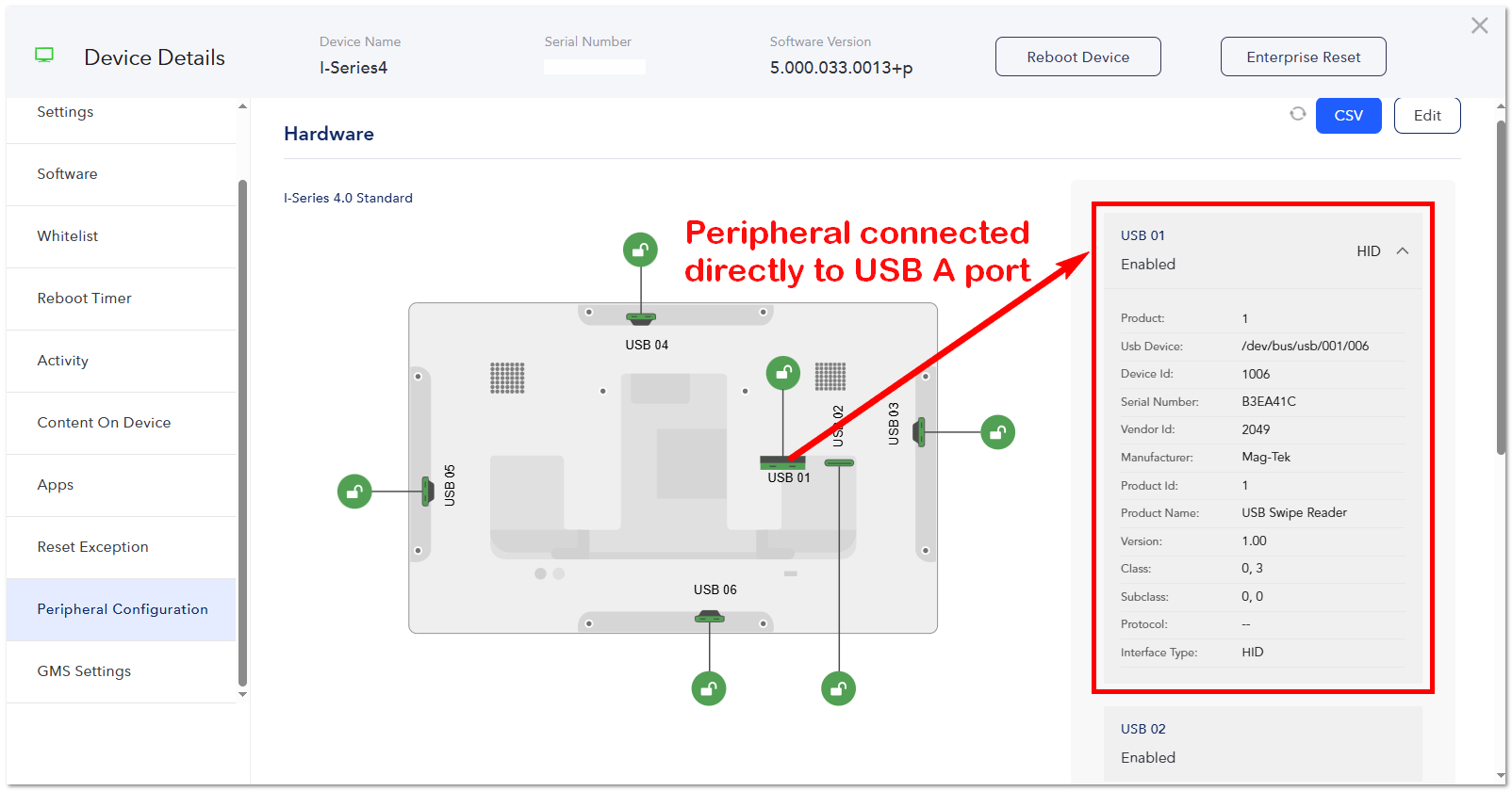 How many downstream USB devices does EloView Peripheral Configuration ...