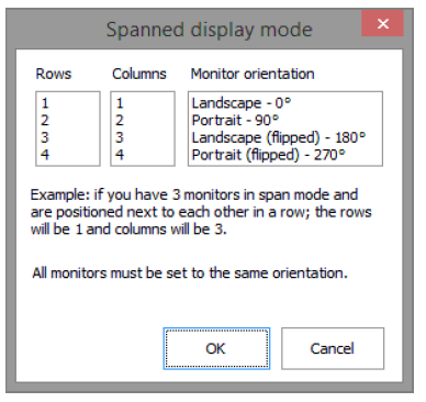 Spanned configuration window