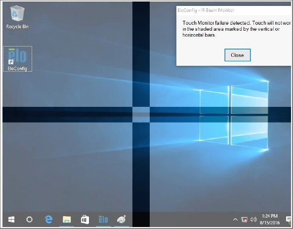 On-screen shaded area indicating blocked IR beams