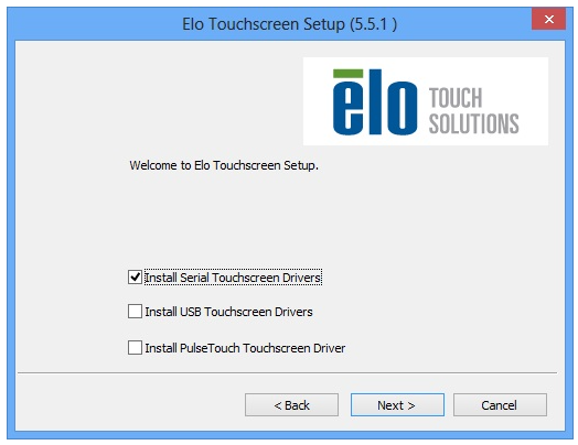 Select Install Serial Touchscreen Drivers