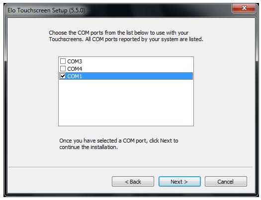 Select COM port for serial connection