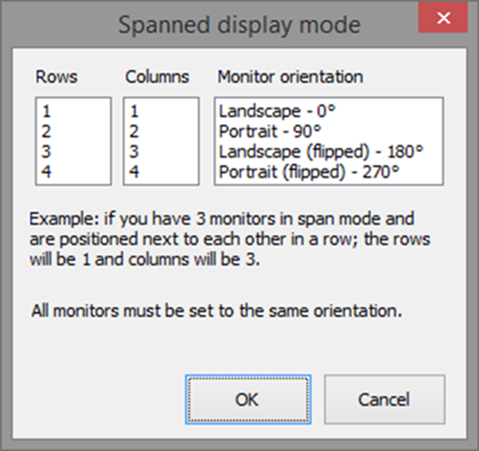 Spanned Display Mode Configuration interface