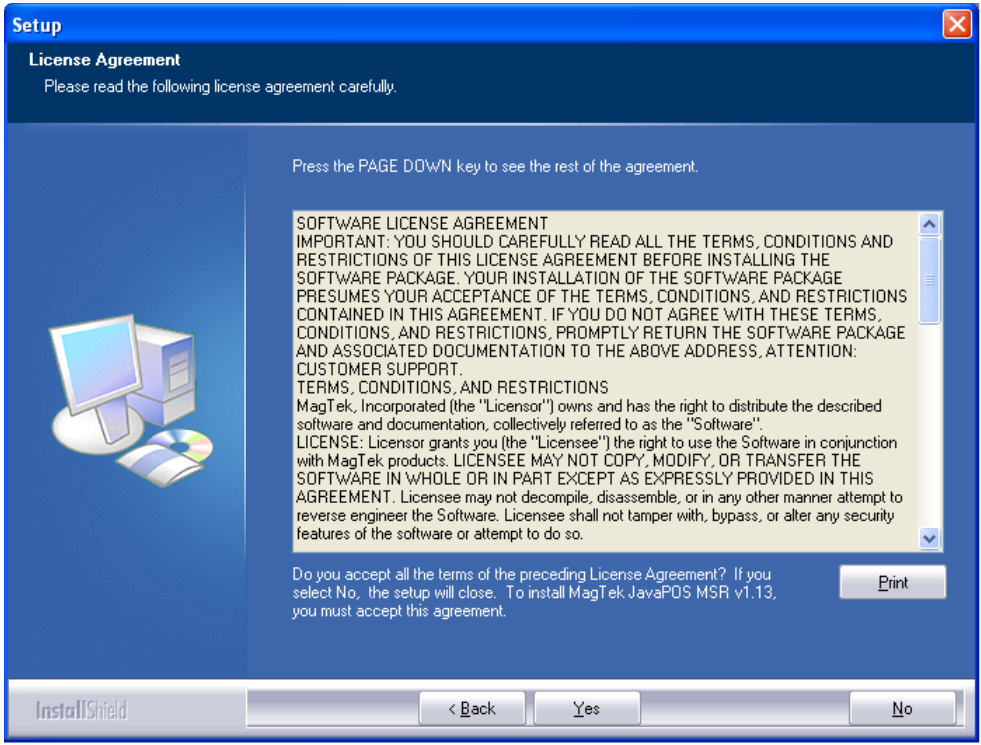 JPOS installer license agreement