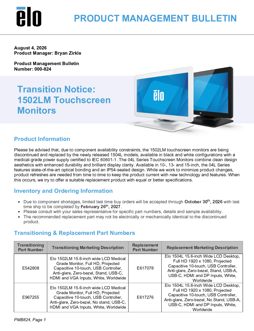 1502LM to 1504L Transition Notice Page 1