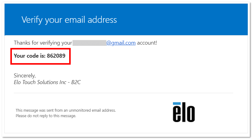 Verification code email