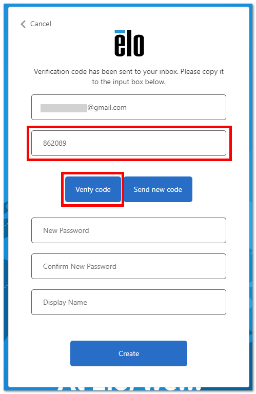 Verify code button
