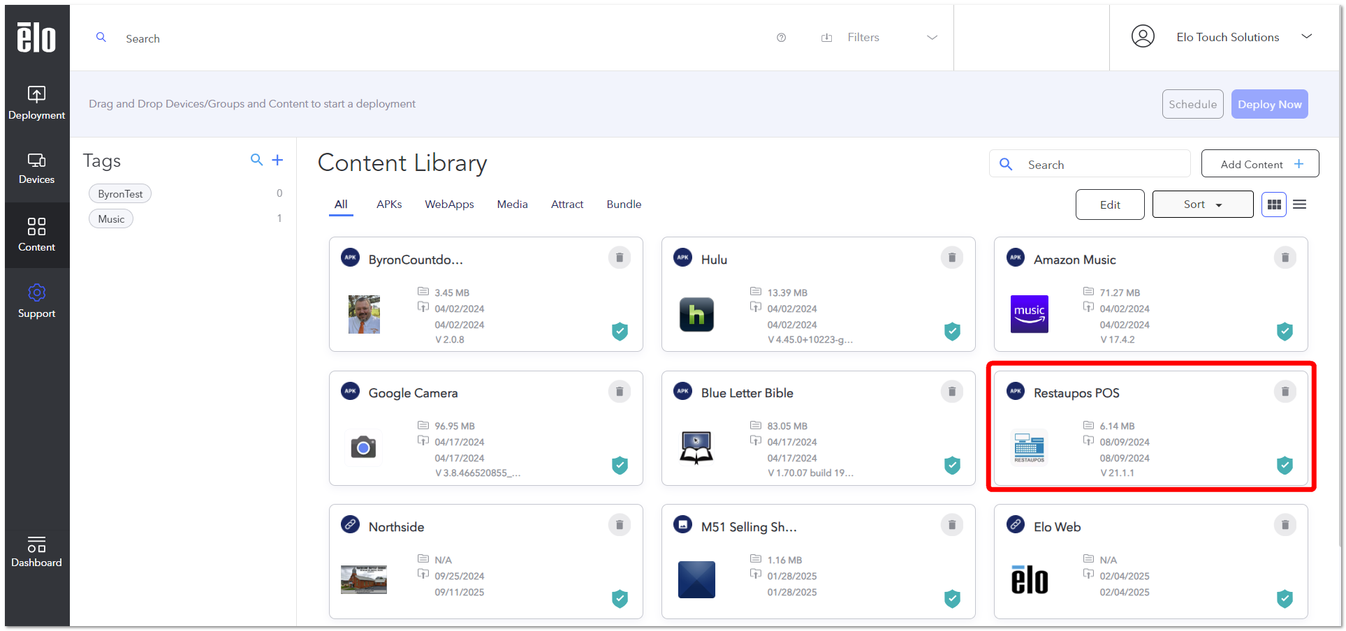 Contentbibliotheekweergave