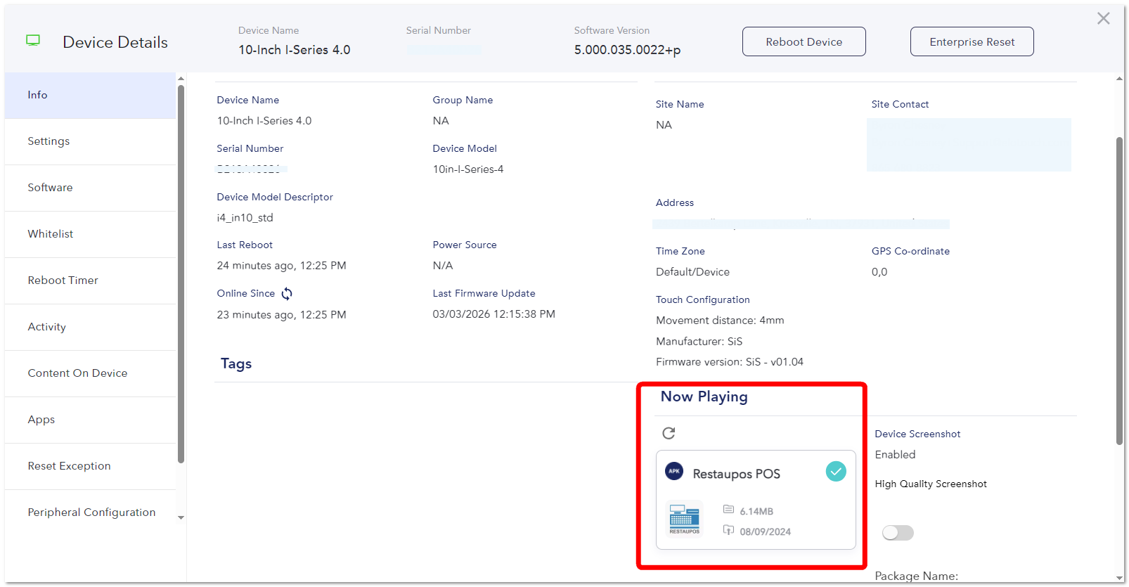 Device details page