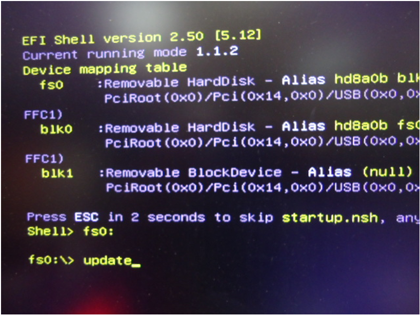 UEFI Shell'de ROM BIOS'u flaşlama