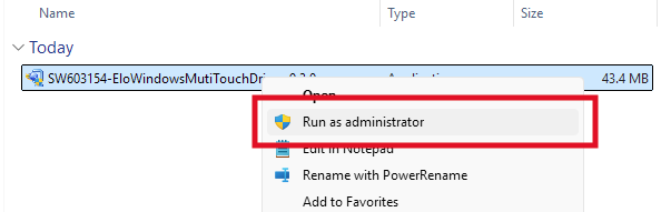Selezionare l'opzione Esegui come amministratore