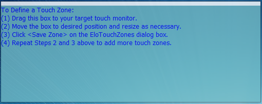 EloTouchZones configuration and zone definition windows