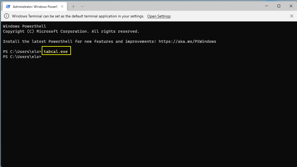 Запуск tabcal.exe из командной строки