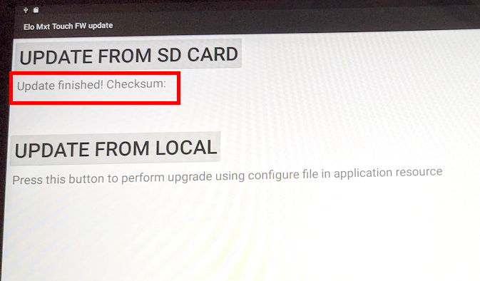 Touch Through Firmware update completed