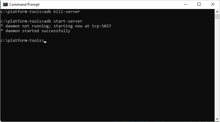 Het ADB-server opnieuw opstarten