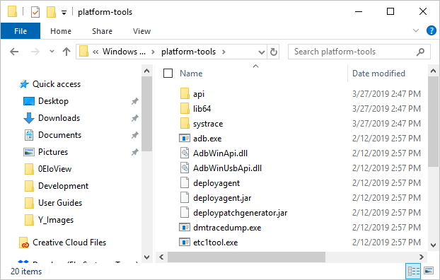 Android SDK Platform Tools bestanden