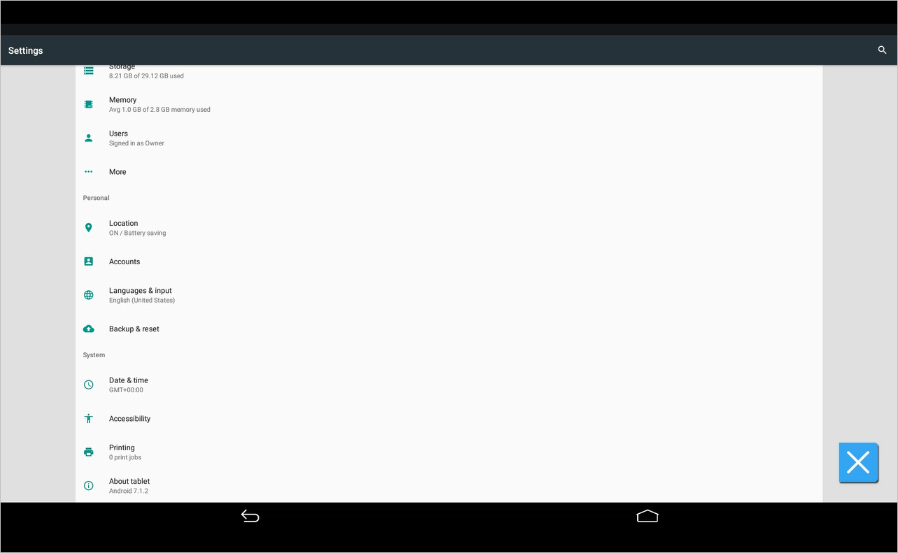 Configuração Sobre o Telefone ou Sobre o Tablet