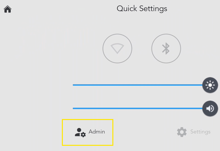 Admin option and administrator login screen